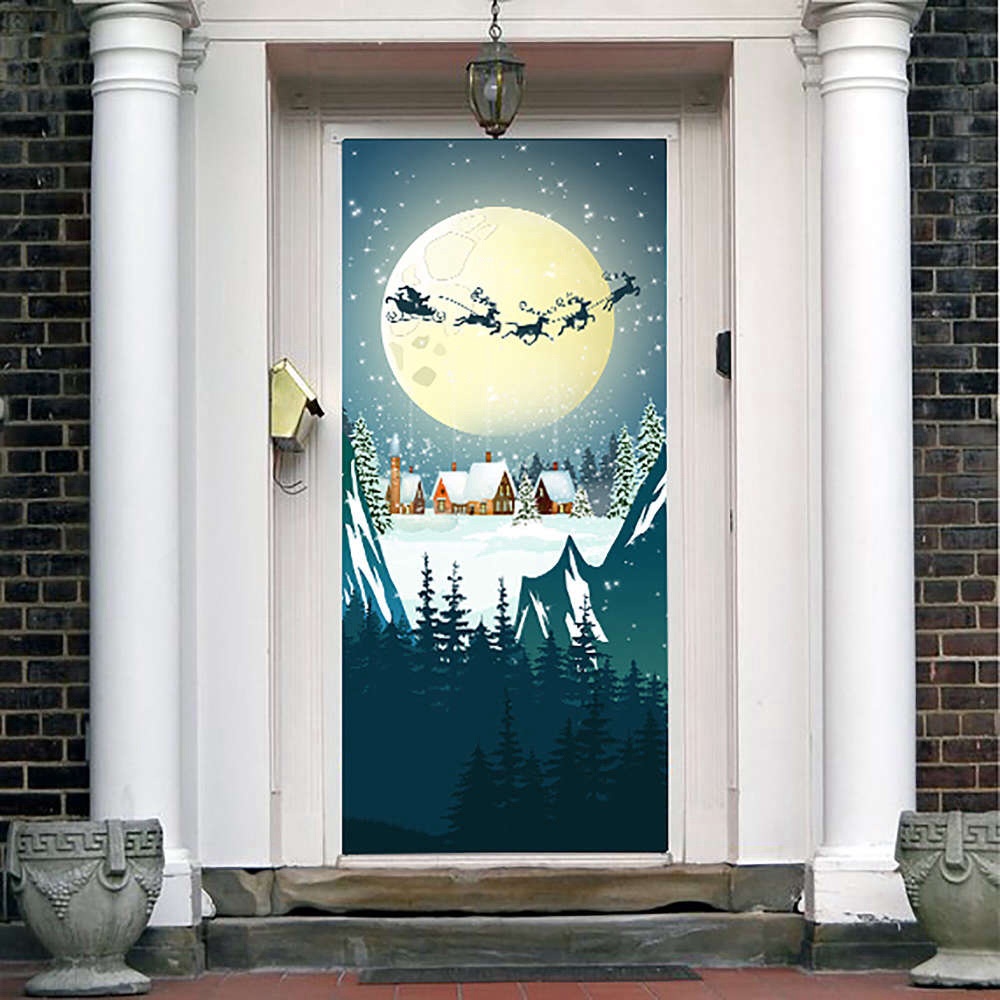 Santa Claus Door Cover For Christmas Decor, Holiday Christmas Door Banner, Christmas Gift