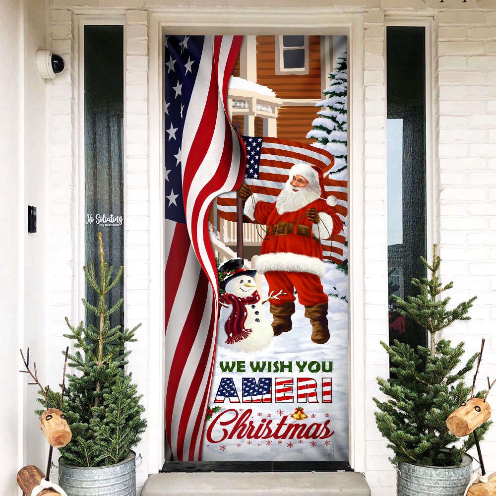 Santa Claus US Door Cover We Wish You Ameri Christma, Gift For Christmas, Christmas Gift Santa Claus US Door Cover We Wish You Ameri Christma, Gift For Christmas, Christmas Gift