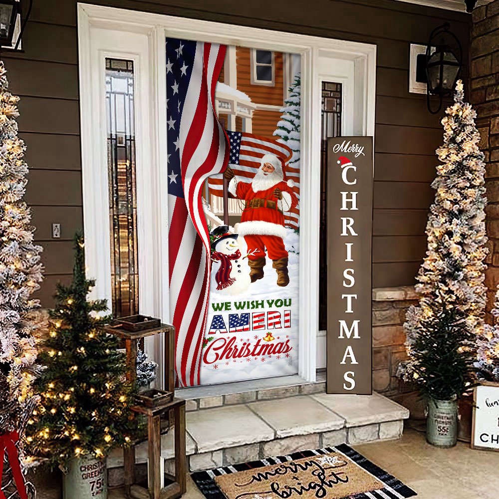 Santa Claus US Door Cover We Wish You Ameri Christma, Gift For Christmas, Christmas Gift Santa Claus US Door Cover We Wish You Ameri Christma, Gift For Christmas, Christmas Gift