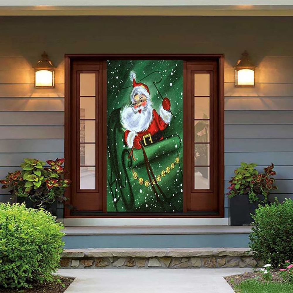 Santa Clause Happy St Patrick Day Door Cover Home Decoration Santa Lovers Gift March 17th Gift Idea, Christmas Gift