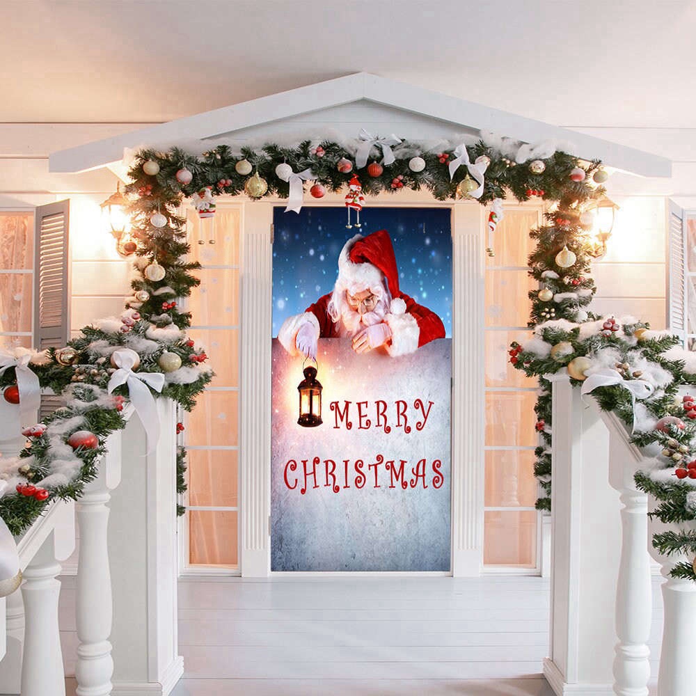 Santa Door Cover, Christmas Door Covers, Outdoor Christmas Decorations For Family, Christmas Gift