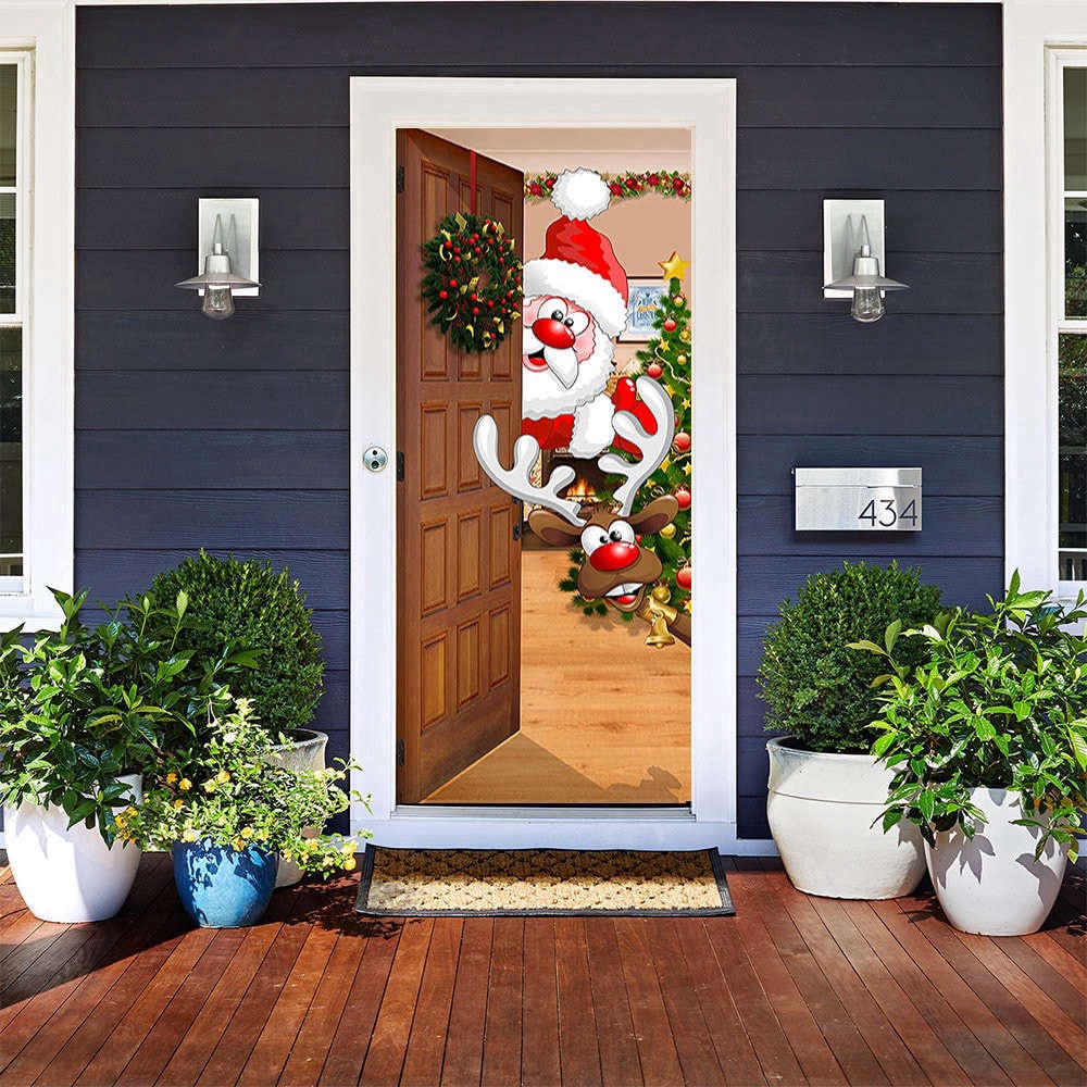 Santa Door Decor, Outdoor Christmas Decorations, Christmas Gift For Family, Christmas Gift