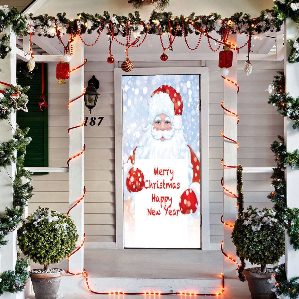 Santa Door Decoration, Christmas Door Covers, Santa Door Decor For Family, Christmas Gift