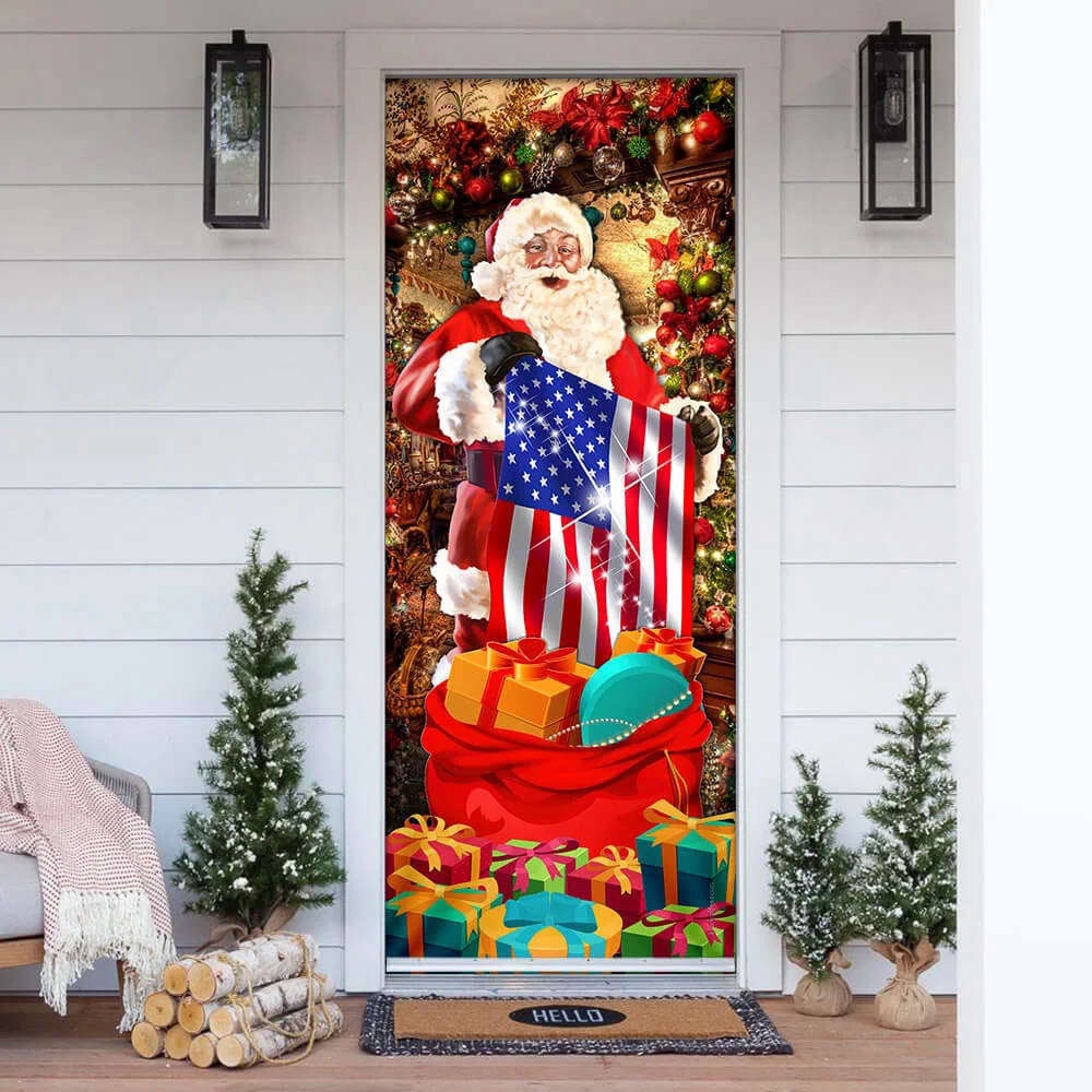 Santa Laughing Christmas Door Cover, Garage Door Christmas Decoration, Christmas Gift