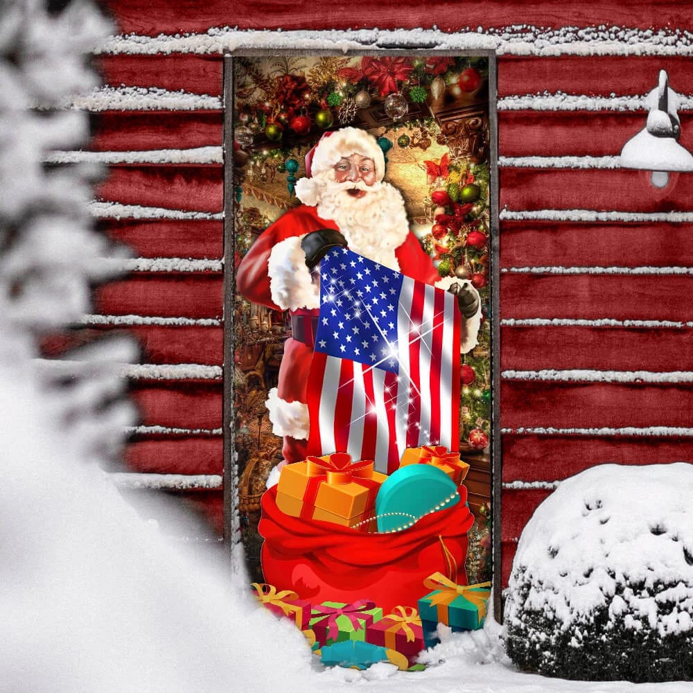 Santa Laughing Door Cover, American Christmas Door Cover, Unique Gifts Doorcover, Christmas Gift