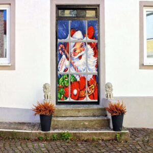 Santa’s Window Smile Door Cover, Christmas Door&hellip;