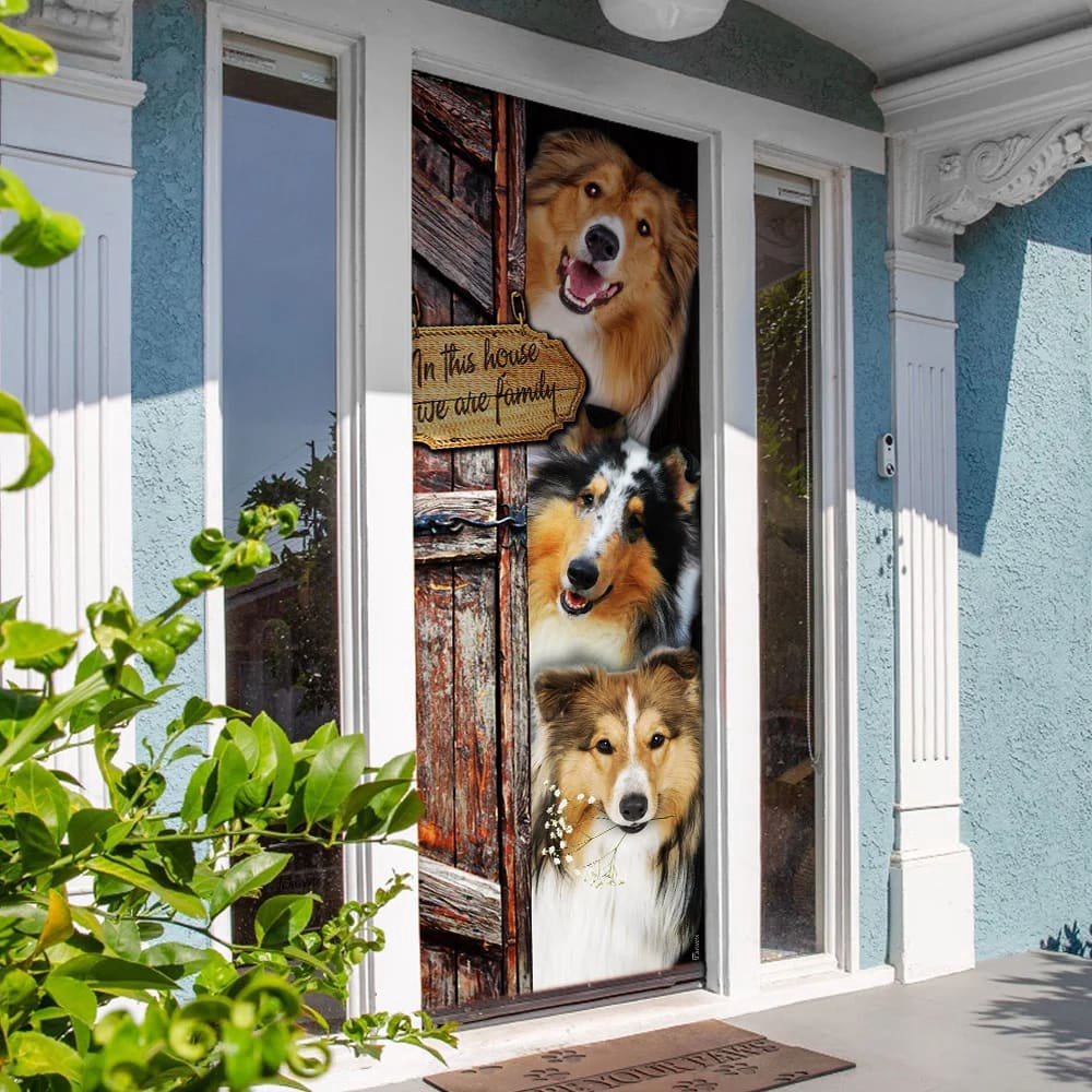 Shetland Sheepdog. Sheltie Door Cover, Xmas Outdoor Decoration, Gifts For Dog Lovers, Christmas Gift
