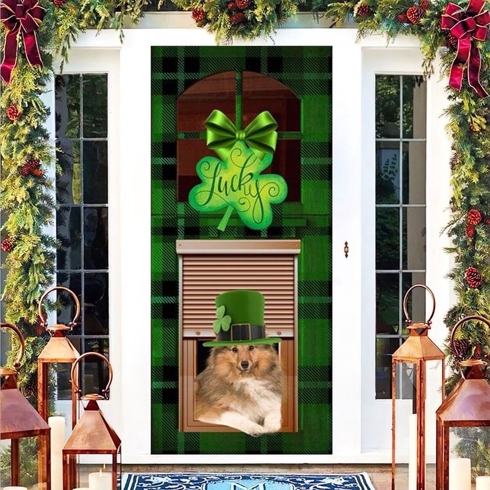 Shetland Sheepdog Lucky Green Patricks Shamrock Home Decor Gift, Christmas Gift