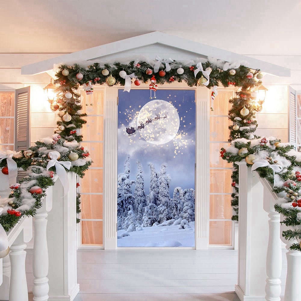 Sleigh Ride Door Cover, Christmas Door Covers, Christmas Gift For Family, Christmas Gift