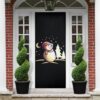 Snowman Background Green Christmas Door Cover, Gift For Christmas, Christmas Gift