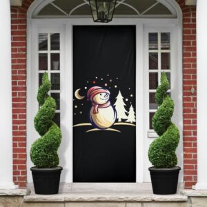 Snowman Background Black Christmas Door Cover, Gift&hellip;