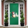 Snowman Background Black Christmas Door Cover, Gift For Christmas, Christmas Gift