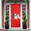 Snowman Background Green Christmas Door Cover, Gift For Christmas, Christmas Gift