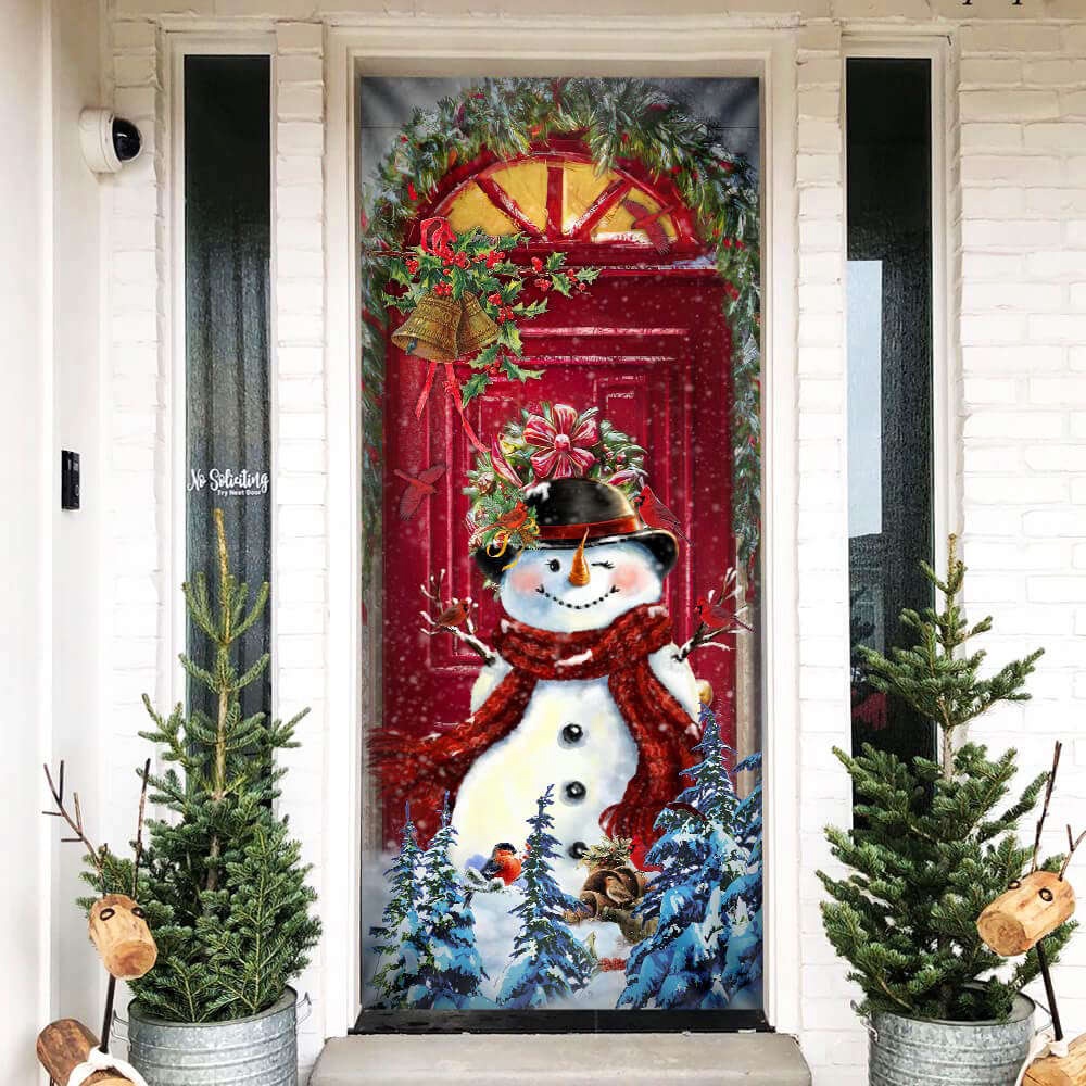 Snowman Merry Christmas Door Cover, Funny Xmas Decor for Porch & Home, Christmas Gift