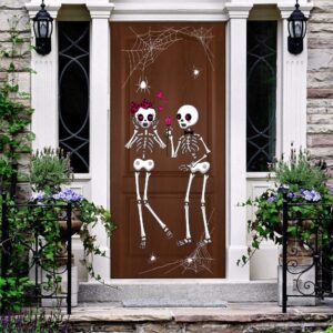 Spooky Skull Couple Door Cover Enhance Halloween&hellip;