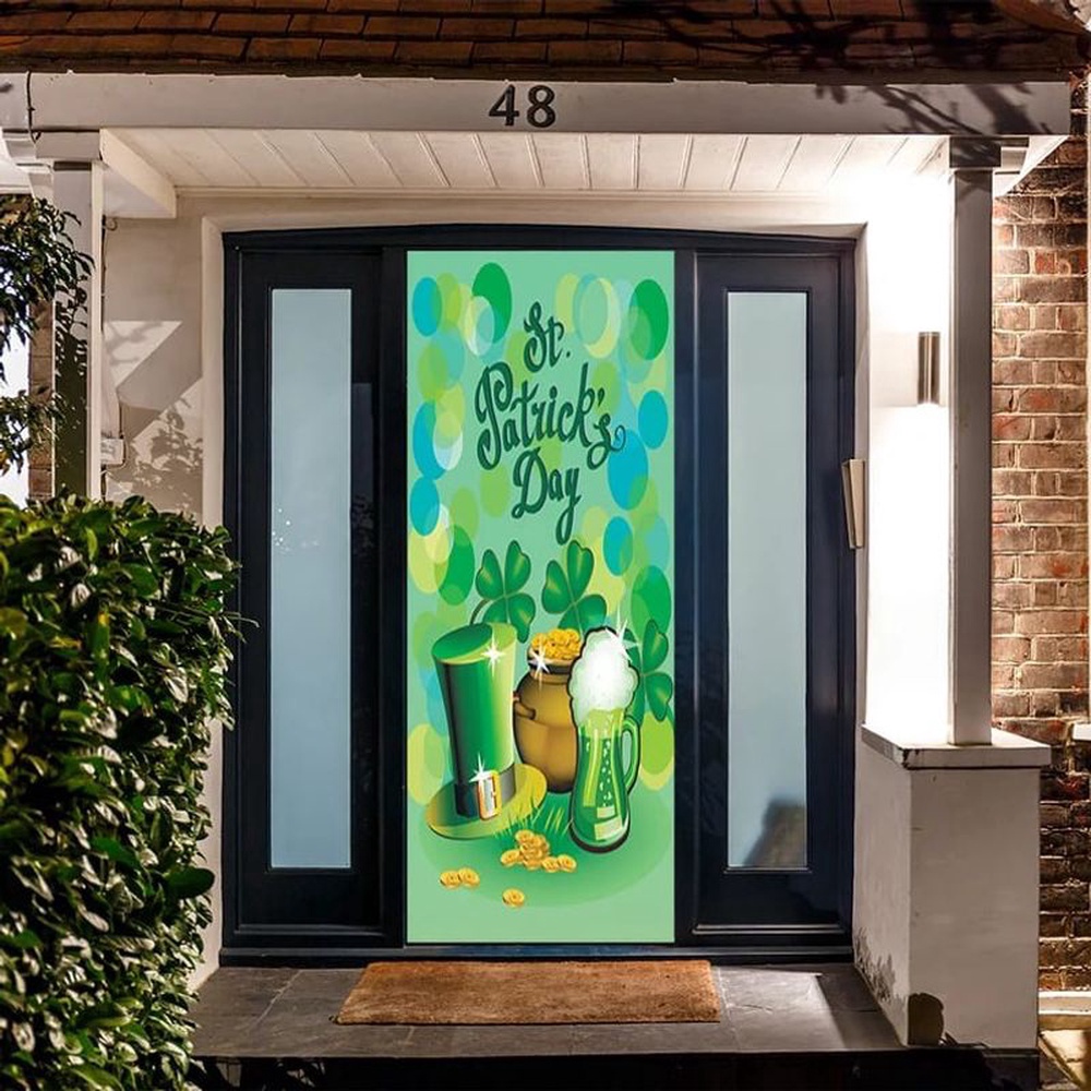 St Patrick’s Day Door Decoration Door Cover Patrick Day Hat And Beer Patty Day Party, Christmas Gift