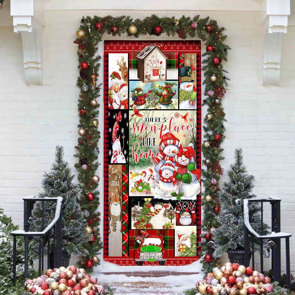 There’s Snow Place Like Home Snowman Door Cover, Christmas Outdoor Decoration, Christmas Gift