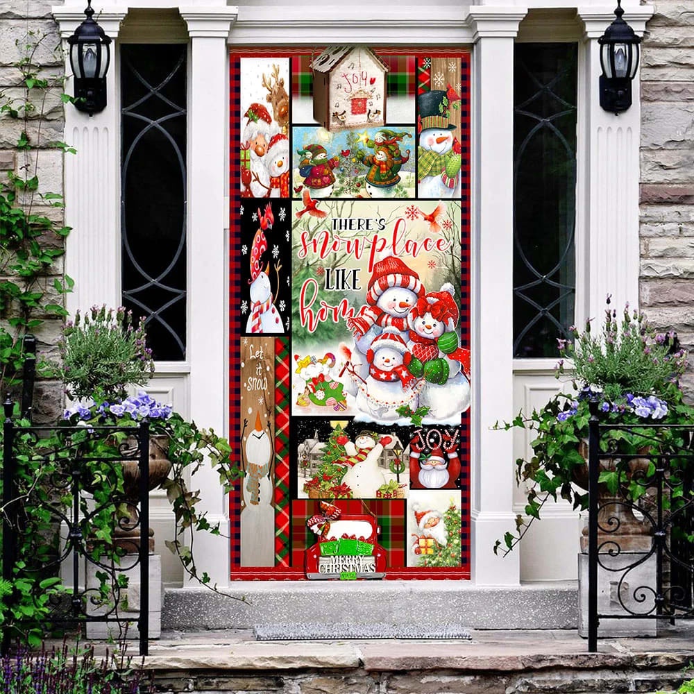 There’s Snow Place Like Home Snowman Door Cover, Unique Gifts Doorcover, Christmas Gift