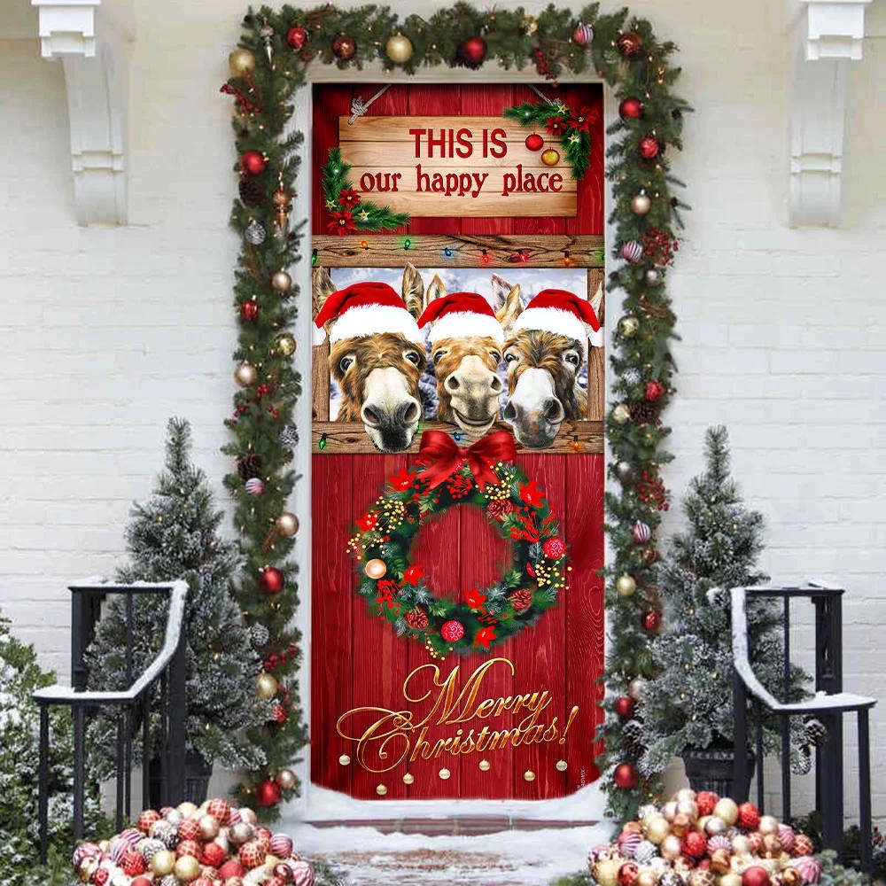 This Is My Happy Place Donkey Door Cover, Unique Gifts Doorcover, Christmas Gift