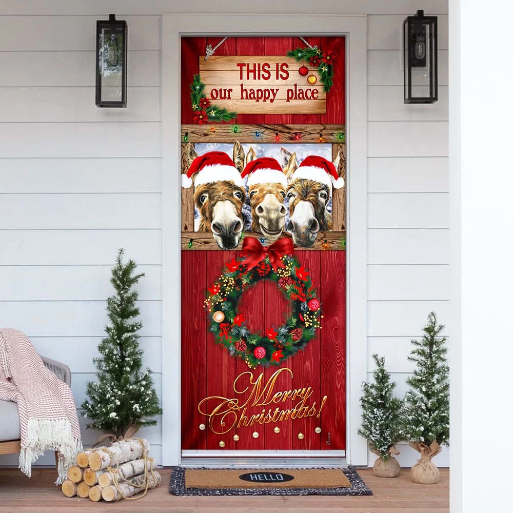 This Is My Happy Place Donkey Door Cover, Unique Gifts Doorcover, Christmas Gift