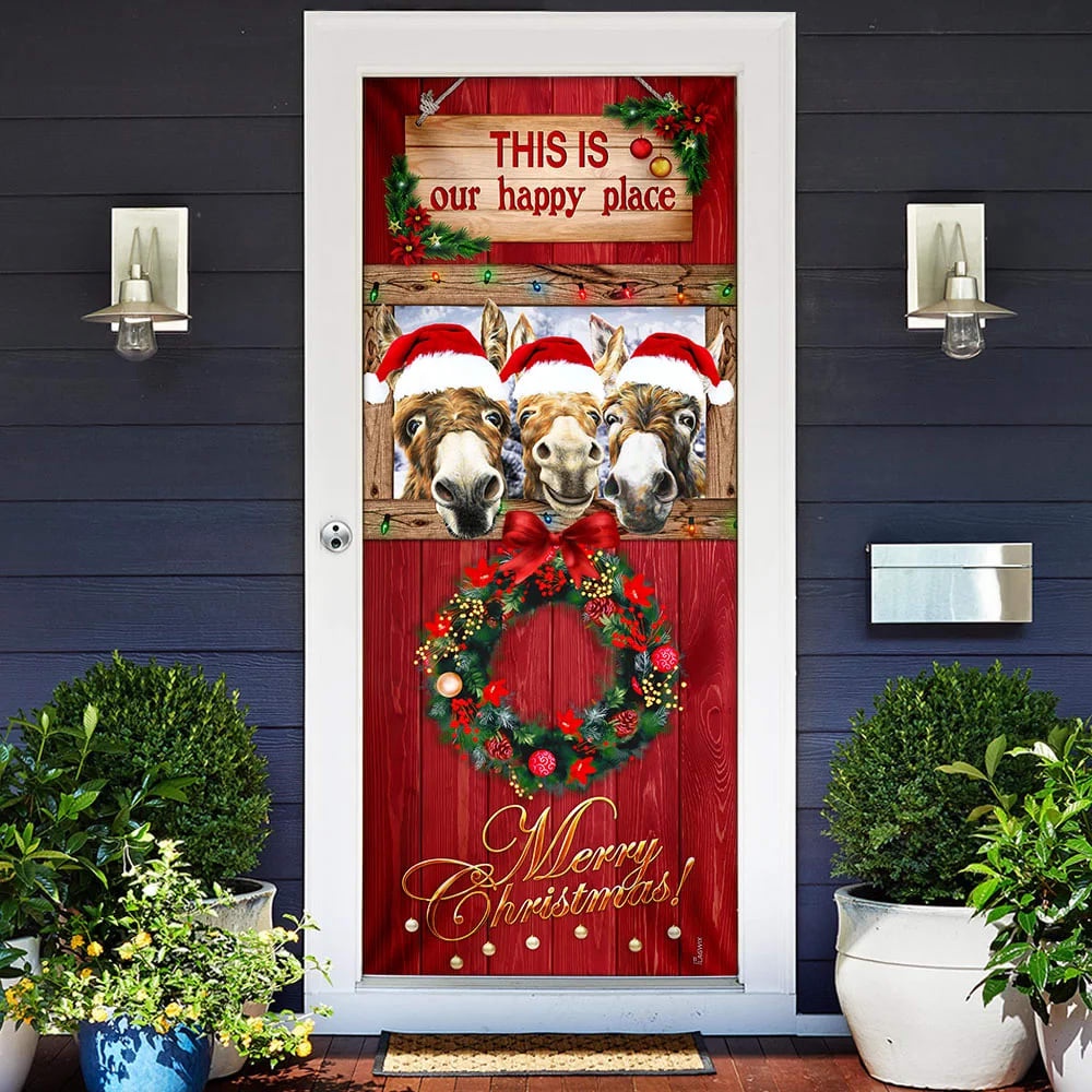 This Is My Happy Place Donkey Door Cover, Unique Gifts Doorcover, Christmas Gift