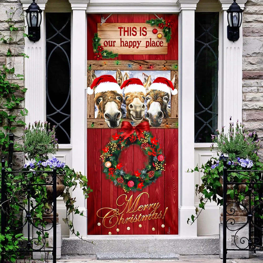 This Is My Happy Place Donkey Door Cover, Unique Gifts Doorcover, Christmas Gift