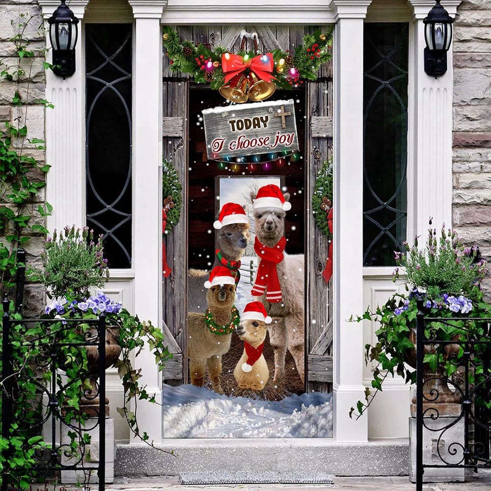 Today I Choose Joy Alpacas Farmhouse Door Cover, Xmas Gifts For Pet Lovers, Christmas Gift