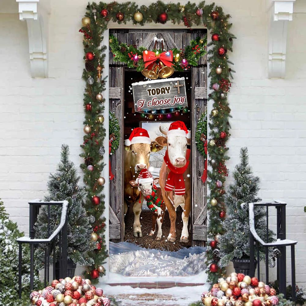 Today I Choose Joy Cattle Farmhouse Door Cover, Unique Gifts Doorcover, Christmas Gift