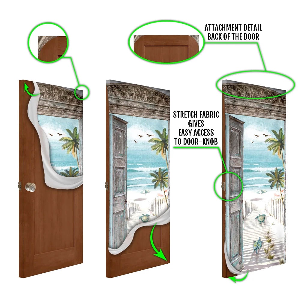 Turtle Beach Scene Door Cover, Unique Gifts Doorcover, Christmas Gift For Friends, Christmas Gift