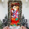 UK Christmas Santa Laughing Door Cover, Christmas Outdoor Decoration, Christmas Gift