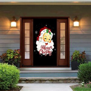 Vintage Santa Smiling Door Cover, Christmas Door&hellip;