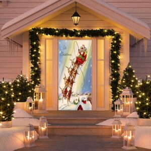 Vintage Santa’s Sleigh Door Cover, Christmas Door&hellip;