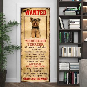 Wanted Yorkshire Terrier Door Cover Xmas Outdoor Decoration Gifts For Dog Lovers Christmas Gift 4 famldl.jpg