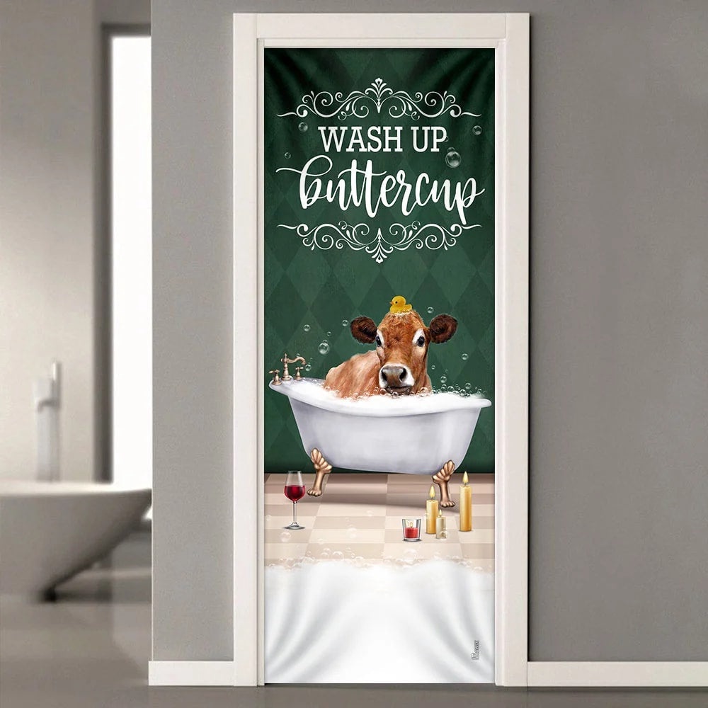 Wash Up Buttercup Cow Door Cover, Xmas Outdoor Decoration, Gifts For Dog Lovers, Christmas Gift