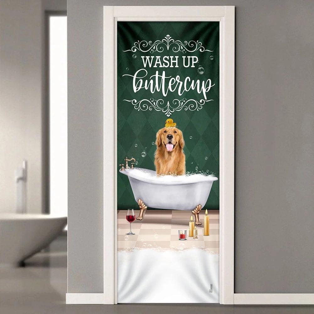 Wash Up Buttercup Golden Retriever Door Cover, Xmas Outdoor Decoration, Gifts For Dog Lovers, Christmas Gift