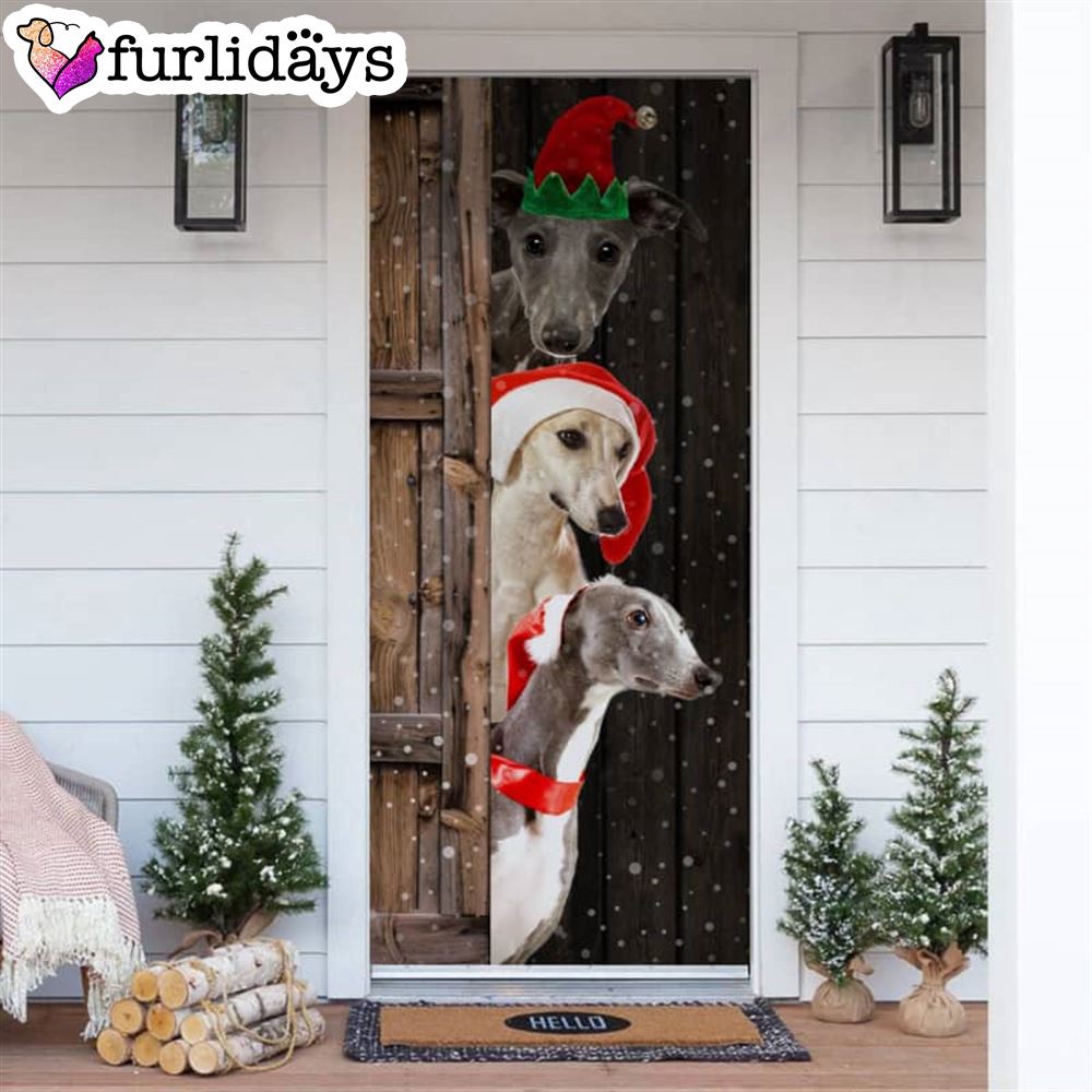 Whippet Christmas Door Cover, Xmas Gifts For Pet Lovers, Christmas Gift For Friends, Christmas Gift