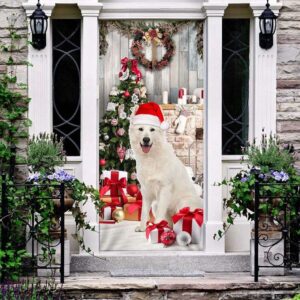 White German Shepherd Christmas Door Cover Christmas Outdoor Decoration Christmas Gift 2 mqcqxq.jpg