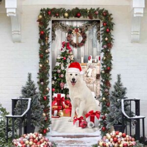 White German Shepherd Christmas Door Cover Christmas Outdoor Decoration Christmas Gift 3 cibehn.jpg