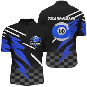 10 Ball Pool Tournat Billiards Shirts, 10 Ball Billiard Blue Team Jerseys, Personalized Billiard Team Jersey Shirt