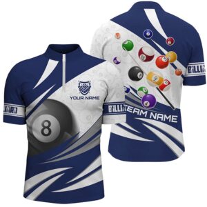 3D 8 Ball Pool Billiard Balls Billiard Jersey Shirts Custom Blue Billiard Jerseys, Personalized Billiard Team Jersey Shirt