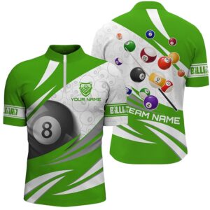 3D 8 Ball Pool Billiard Balls Billiard Jersey Shirts Custom Green Billiard Jerseys, Personalized Billiard Team Jersey Shirt