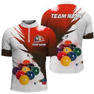 3D 9 Ball Pool Billiard Jerseys Jersey Shirts Custom Billiard Team Shirts Red, Personalized Billiard Team Jersey Shirt