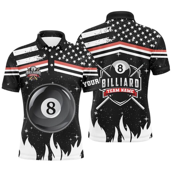 Custom American Flag 8 Ball Billiard Polo Shirt For Men, Custom Team Patriotic Pool Billiard Shirt BIZ0001 main image 0