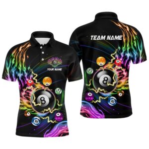 3D Billiard Balls Colorful Fire Pool Shirts&hellip;