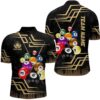 3D Billiard Balls Jersey Shirts, Custom Black Grunge 8 Ball Pool Shirts, Personalized Billiard Team Jersey Shirt