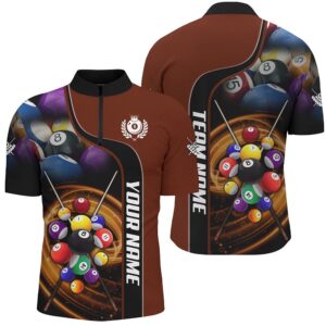 3D Billiard Balls Red Dark Custom Billiard Shirts, Billiard Team Jersey Attire, Personalized Billiard Team Jersey Shirt