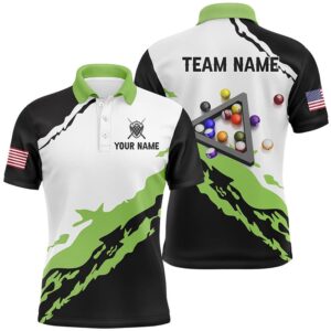 3D Black Green Billiard Balls Polo Shirts&hellip;