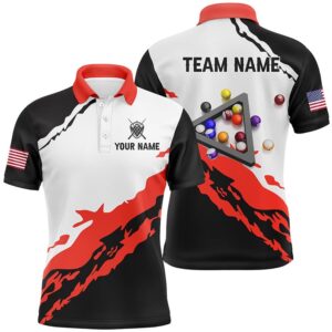 3D Black Red Billiard Balls Polo Shirts&hellip;