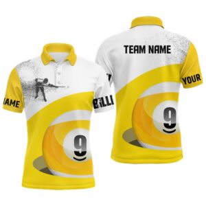 3D Funny Billiard Player Polo Shirts, Yellow&hellip;