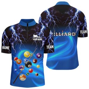3D Thunder Lightning Blue Billiard Balls Jersey&hellip;